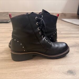 PIKOLINOS Black Leather Lace-Up Boots Women’s Size 37